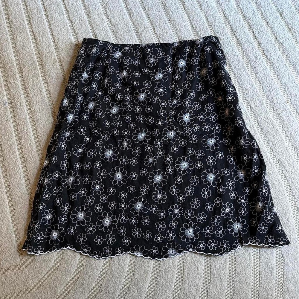 Olivia & Grace Black linen floral skirt size 16 Grunge Whimsygoth Gothic Y2K